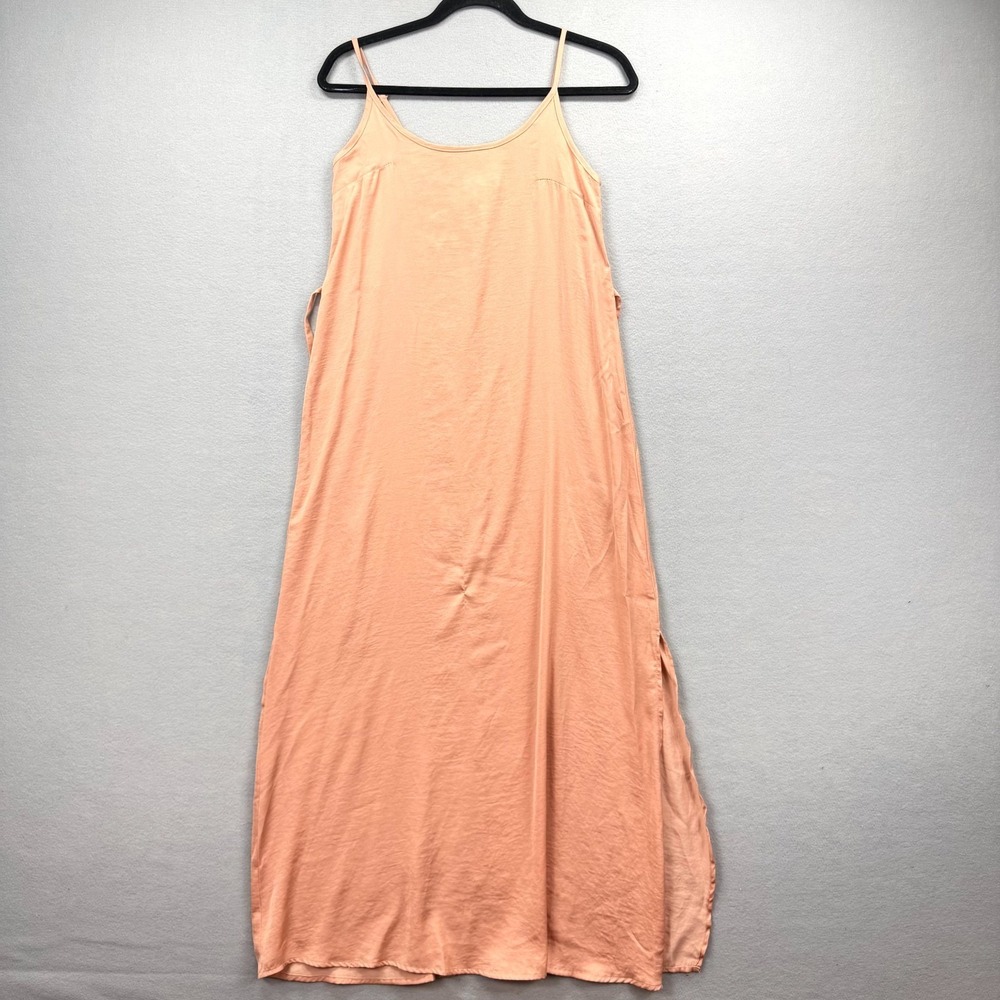 Sadie &‎ Sage Slip Dress Womens XS Peach Tie Back Spaghetti Strap Side Slit
